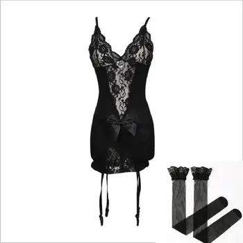 Горячее эротическое Сексуальное женское белье большого размера, черная ночная рубашка для женщин, нижнее белье в виде сорочки, сексуальный костюм, платье в виде сорочки, сексуальная одежда, пижама