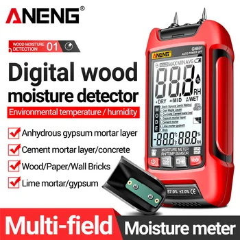 Датчик Влажности древесины ANENG GN601 Датчик Влажности Древесины 0 ~ 99.9% Гигрометр Древесины 20.5% RH Дисплей Цифровой Измеритель Влажности С Подсветкой
