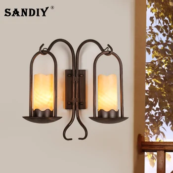 Двойной настенный светильник SANDIY, черный Промышленный бра, Винтажный домашний светильник для внутреннего освещения балкона, веранды, декора гостиной, светильник