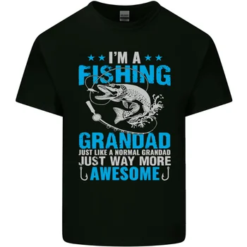 Дедушка-рыбак на День веселых отцов, рыбак, мужская хлопковая футболка, топ