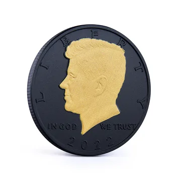 Декоративная монета, позолоченная Черная монета с тиснением, подарочная коллекция монет Президента США 2022 года, Памятная монета в виде головы Кеннеди