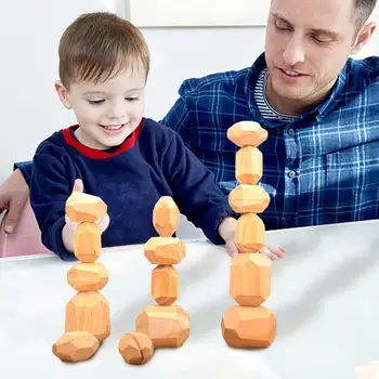 Деревянные балансирующие камни, деревянные камни, Деревянные камни, детский строительный блок, развивающие игрушки Монтессори