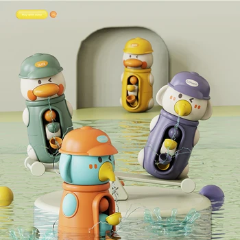 Детские игрушки для купания, вращающееся водяное колесо, Маленькая желтая уточка, ребенок, играющий с брызгами воды, мальчики и девочки, купающиеся и играющие в водные игрушки