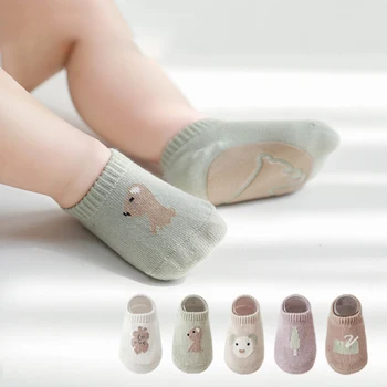 Детские противоскользящие носки для пола от 0 до 5 лет, Мультяшный Медведь, Собака, Мягкий хлопок с принтом для маленьких мальчиков и девочек, Подарки для новорожденных, Детские аксессуары