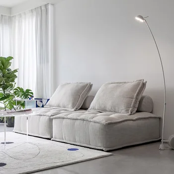Диван Роскошный Современный итальянский одноместный диван для гостиной Ткань Квадратный диван Дизайнерская мебель для секционных диванов хлопчатобумажные и льняные ткани
