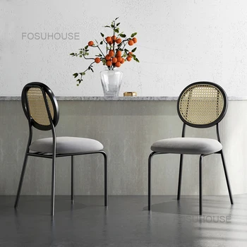 Дизайнерские стулья для гостиной из массива дерева, Европейский обеденный стул из ротанга в скандинавском стиле Со спинкой, Диван для учебы, кресло для отдыха, мебель для дома