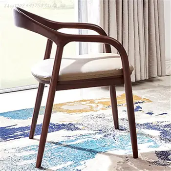Дизайнерское кресло Nordic Creative из массива дерева, новое круглое кресло в китайском стиле, кожаное обеденное кресло, стул для журнального столика