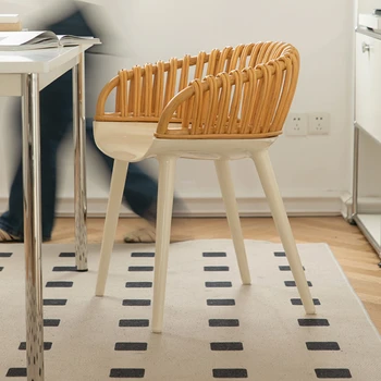 Дизайнерское кресло для отдыха, мебель для столовой, Скандинавские Креативные Обеденные стулья со спинкой из ротанга, современные легкие Роскошные стулья для столовой