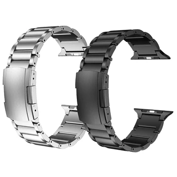Для Apple Watch Титановый + Металлический Ремешок из Нержавеющей Стали Luxury Series 5 6 SE Link Браслет iWatch 44 мм 42 мм 40 Ремешок Для часов