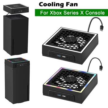 Для XSX Красочная световая лента Охлаждающий вентилятор с 2 портами USB Вентилятор-охладитель Светодиодный радиатор для Xbox серии X Охлаждающий вентилятор 7 режимов освещения