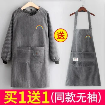 Домашний кухонный дышащий фартук с длинным рукавом, женская модная одежда для приготовления пищи с защитой от масла, одежда для взрослых, Хан Баннан