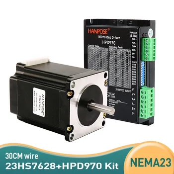 Драйвер шагового двигателя Nema23 2-фазный с 4 выводами 23HS7628-HPD970 2.8A 189N.cm Шаговый двигатель для лазера с ЧПУ и 3D-принтера 57