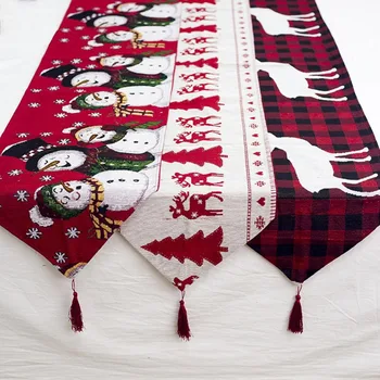 Европейские вышитые полые скатерти с Санта-Клаусом, Рождественская скатерть, текстильное украшение для фестиваля, 1 шт.