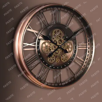 Европейские настенные часы с металлической шестерней, Американские Винтажные Художественные часы, Декоративные Кварцевые часы с творческими стрелками в гостиной, Индустриальный стиль