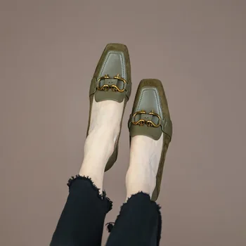 Женская обувь на высоком каблуке, новинка 2023 года, маленькие кожаные туфли в британском стиле с квадратным носком, женские тонкие туфли в стиле французского ретро, Zapatos De Mujer