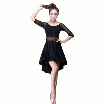 Женская сексуальная одежда для латиноамериканских танцев с принтом средней длины, одежда с кисточками, бальное платье для танго, современная танцевальная одежда для выступлений Румбы