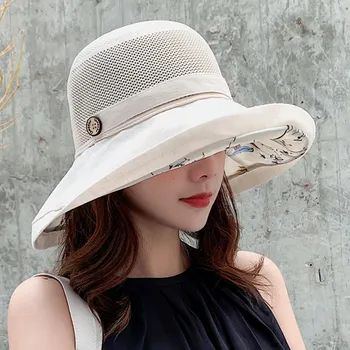 Женская солнцезащитная шляпа, женская шляпа, весенне-летняя сетчатая шляпа с застежкой для лица, уличная шляпа с солнцезащитным козырьком