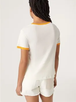 Женские футболки с буквенным принтом Sun, свежая прямая повседневная женская летняя футболка с круглым вырезом и коротким рукавом 2023