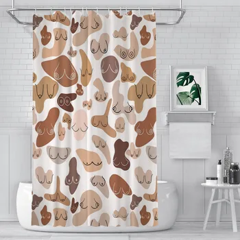 Занавески для душа в стиле бохо из водонепроницаемой ткани Забавный декор ванной комнаты с крючками Аксессуары для дома