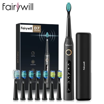 Звуковая электрическая зубная щетка Fairywill FW-507, 5 режимов, USB-зарядное устройство, Таймер замены зубных щеток, Звуковая зубная щетка, 8 насадок для щеток