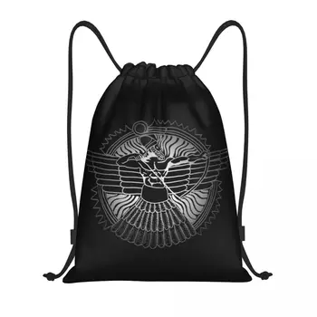 Изготовленный на заказ Ассирийский Бог Ашур На черных сумках с завязками Для мужчин и женщин, Легкий рюкзак для хранения в спортивном зале с Древним флагом