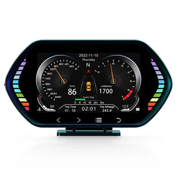 Измеритель наклона HUD Головной дисплей OBD2 + GPS Измеритель напряжения в автомобиле, скорости, наклона, автомобильные электрические аксессуары, сенсорный экран бортового компьютера