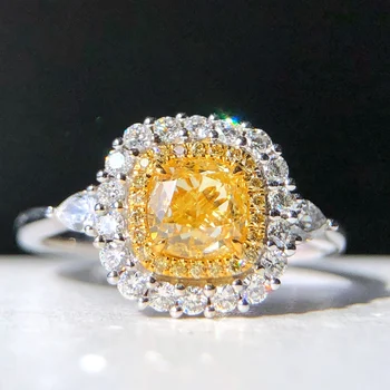Изысканные ювелирные изделия с настоящими желтыми бриллиантами 18 карат 1,0 карат, Обручальные Женские кольца для женщин, кольцо с прекрасными бриллиантами, Техас