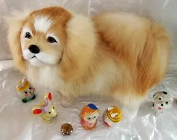 Имитация собаки Пекинес, модель мопса 32x25 см игрушка из полиэтилена и меха, изделия ручной работы из смолы, реквизит, украшение в подарок A737