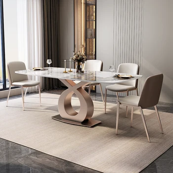 Импортный стол из каменной плиты, современный простой легкий роскошный креативный прямоугольный стол в скандинавском стиле, гостиная для маленькой семьи