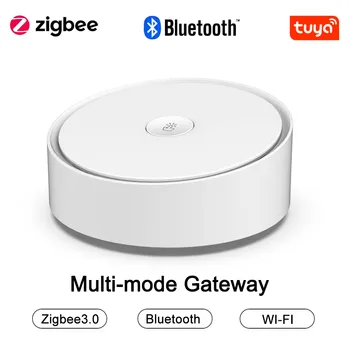 Интеллектуальный многорежимный шлюз Tuya ZigBee WiFi Bluetooth-совместимый сетевой концентратор с голосовым управлением через Alexa Google Home