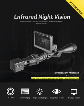 инфракрасный фонарик 850 нм, ЖК-экран с разрешением 1080P 5 дюймов, оптический прицел ночного видения для охоты на открытом воздухе, Тактический оптический прицел, камеры