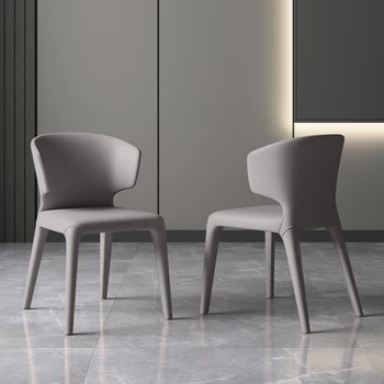 Итальянский Легкий Роскошный обеденный стул высокого класса, домашний минималистичный Современный Повседневный Дизайнерский ресторан, Кожаная мебель со спинкой для ресторана