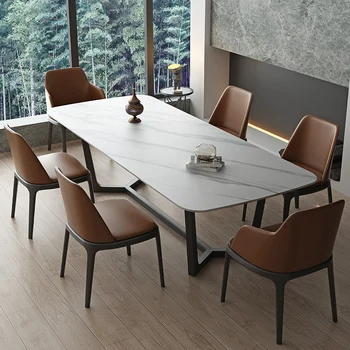 Итальянский простой современный обеденный стол из массива дерева и сочетание стула в маленькой квартире обеденный стол из скандинавского мрамора