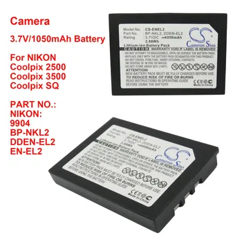 Камера 1050 мАч Аккумулятор Для NIKON Coolpix 2500 3500 SQ 9904 BP-NKL2 DDEN-EL2 EN-EL2 Cameron Sino