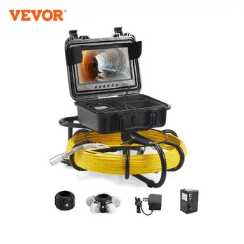 Канализационная камера VEVOR с 9-дюймовым экраном, Камера для осмотра трубопровода с функцией видеорегистратора, Водонепроницаемая камера с 12 Регулируемыми светодиодами и SD-картой объемом 16 ГБ