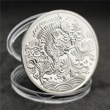 Китайский Дракон двенадцати Знаков Зодиака, посеребренная монета, сувениры и подарки, Монеты на удачу Тайцзи, памятная монета
