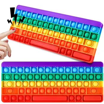 Клавиатура Push Bubble Fidget Сенсорные Игрушки Rainbow Popping Силиконовая Игровая Игрушка Для Снятия Тревоги и Стресса, Игрушка для Аутизма для Детей и Взрослых