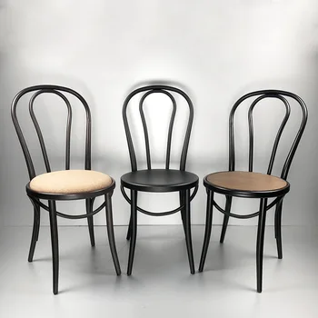 Коммерческий простой металлический стул для ресторана быстрого питания в стиле ретро с круглой спинкой