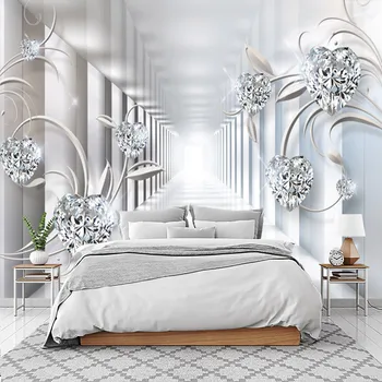 Космический коридор, Бриллиантовый цветок, Индивидуальные 3D-настенные обои, самоклеящиеся обои, гостиная, спальня, фоновая стена дивана