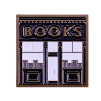 Красивая и детализированная монохромная булавка для лацкана в книжном магазине, заявите о своей любви к книгам и чтению с помощью этой книжной броши!