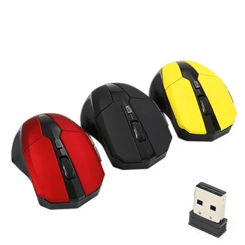 Красная оптическая беспроводная мышь 2.4 G USB, 3 кнопки для компьютерных игровых мышей для ноутбуков, эргономичная беспроводная мышь