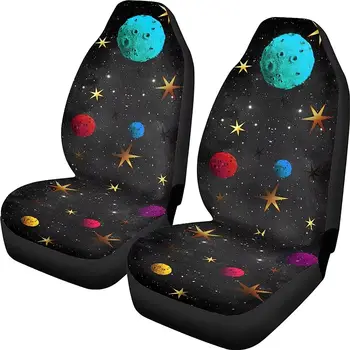 Красочный чехол для автокресла Planet, пригодный для дыхания только на переднем сиденье, Мягкий Ковшеобразный чехол для сиденья, комплект из 2-х штук