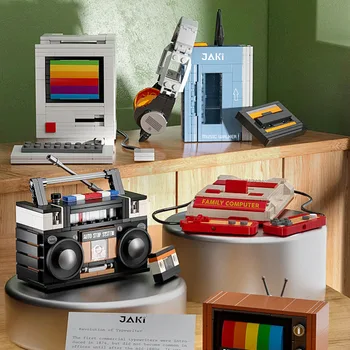 Креативная бытовая техника в стиле Ретро, Телевизор, Магнитофон, радио, Игровая приставка Walkman, Строительные блоки, Пишущая машинка, Компьютерные Кирпичи, игрушки