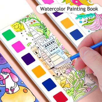 Креативная книга для рисования акварелью, детская портативная гуашь, граффити, книжка с картинками, рисование кистью, игрушки-раскраски для детей