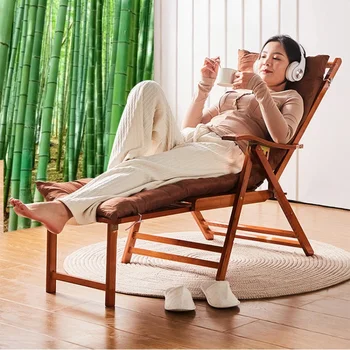 Кресло-качалка из натурального бамбука, прохладная и дышащая раскладушка, 5-ступенчатая регулировка, Кресло-качалка, Удобная спинка, Большие диваны