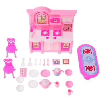Кухонная мебель Аксессуары для кукол Барби Шкаф для посуды Детская игрушка в подарок для девочки