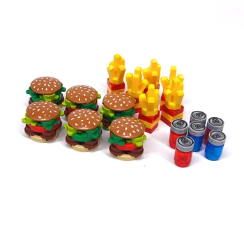 Кухонные принадлежности MOC Mini Food для приготовления гамбургеров, строительные блоки, детали, торт быстрого приготовления, закусочная, Кирпичи своими руками, игрушки для детей