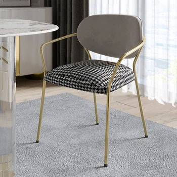 Легкие роскошные обеденные стулья из металлической ткани, Современный кухонный стул для отдыха, Простое домашнее кресло со спинкой, мебель для столовой