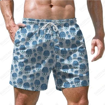 Летние Новые модные мужские шорты, Гавайские пляжные брюки, повседневные пляжные мужские шорты свободного размера с 3D-печатью, дышащие и простые