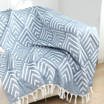 Летние прохладные лоскутные одеяла, хлопчатобумажные простыни, чехол для дивана с кисточками, покрывало на кровать, клетчатые одеяла и накидки